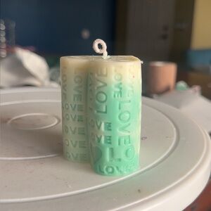 Green and Cream Love Candle